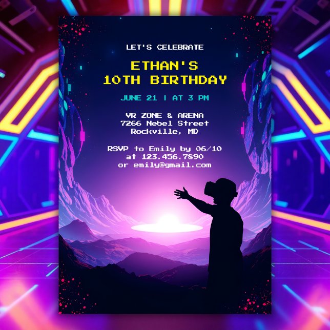 Invitation Virtual Reality Gamer Party VR Anniversaire (Personalized VR Birthday Invitation Virtual Reality Gamer Party Invite)