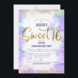 Invitation Virtual Sweet 16 Purple Aquarelle Or Anniversaire<br><div class="desc">Voici une excellente façon de faire en sorte que votre fille puisse encore célébrer son anniversaire avec tous ses amis. Envoyez cette incroyable invitation virtuelle personnalisée, moderne et étonnante pour un événement à retenir. Un arrière - plan d'aquarelle mauve et doux est superposé par de minuscules points de parties scintillant...</div>