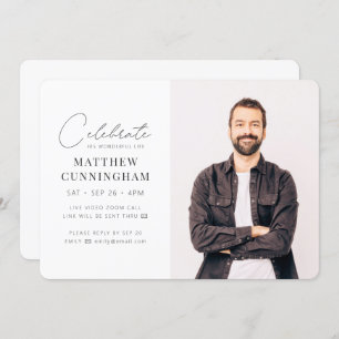 Invitation Virtuel Célébrer sa vie Photo simple moderne