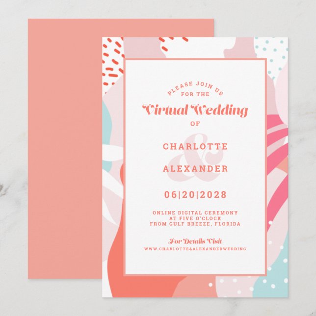 Invitation Virtuel en ligne | Abstrait géométrique moderne co (Devant / Derrière)
