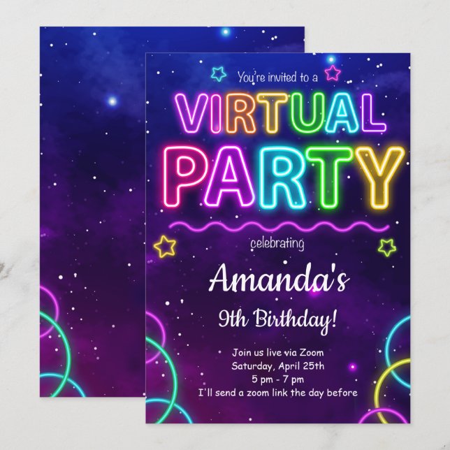 Invitation virtuelle d'anniversaire (Devant / Derrière)