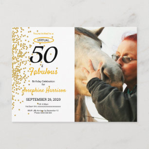 Invitation virtuelle d'anniversaire or 50 ans et f