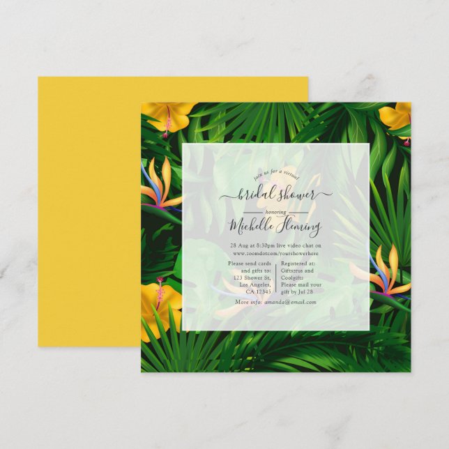Invitation virtuelle exotique de douche tropicale (Devant / Derrière)