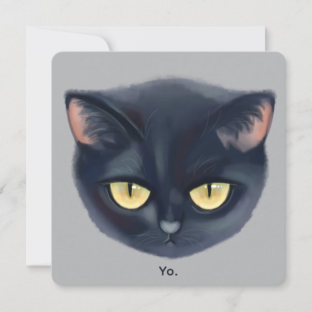 Invitation Visage de chat noir mignon (Devant)