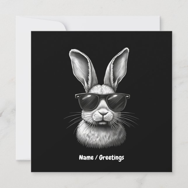 Invitation Visage de Lapin Mignon Avec Lunettes de Soleil Pou (Devant)