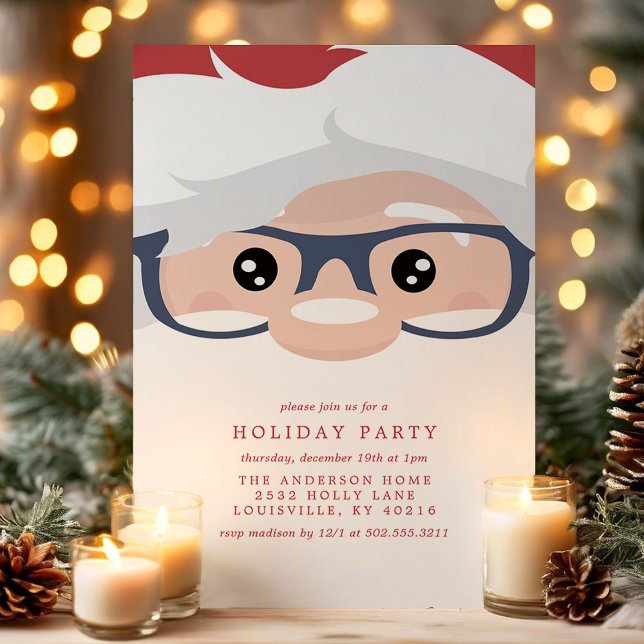 Invitation Visage de Père Noël Fête de Noël Moderne (Créateur téléchargé)