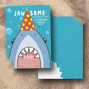 Invitation Visage de Requin Mignon dans l'Océan pour Annivers