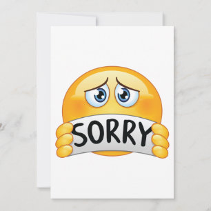 Invitation Visage d'Emoji Triste et Désolé Tenant un Panneau