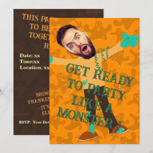Invitation Visage drôle Fête comme un monstre Halloween adu