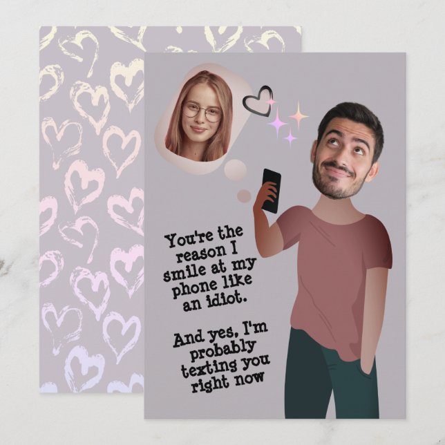 Invitation Visage drôle | Photo Whimsical Fun Valentine's Car (Devant / Derrière)