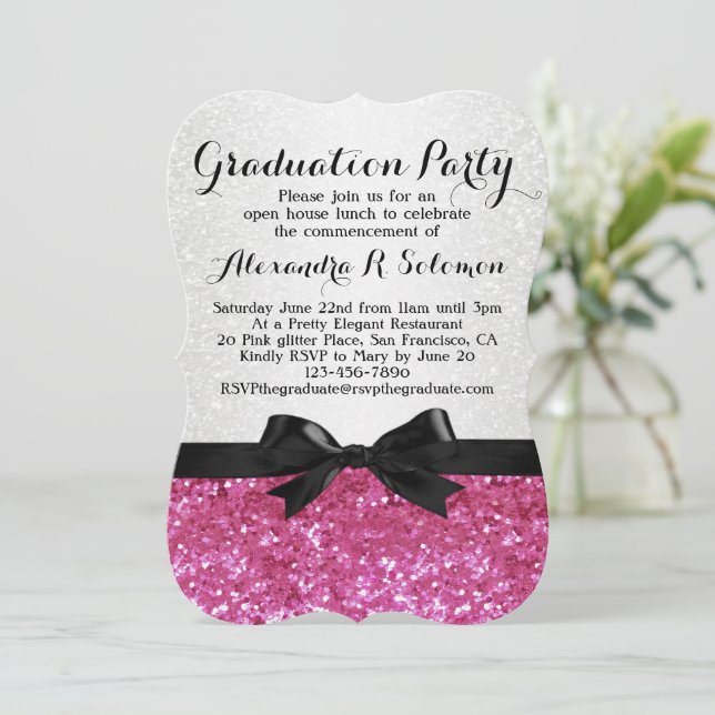 Invitation Visage Parties scintillant rose Bow Graduation Par (Debout devant)