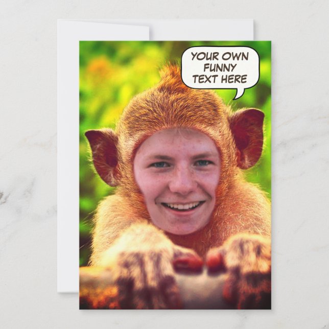 Invitation Visage personnalisé amusant dans le singe entier (Devant)