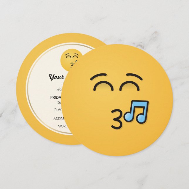 Invitation Visage sifflant avec yeux souriants (Devant / Derrière)