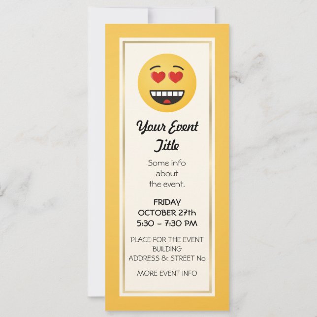 Invitation Visage souriant aux yeux en forme de coeur (Dos)