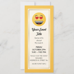 Invitation Visage souriant aux yeux en forme de coeur