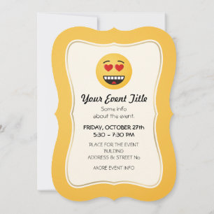 Invitation Visage souriant aux yeux en forme de coeur