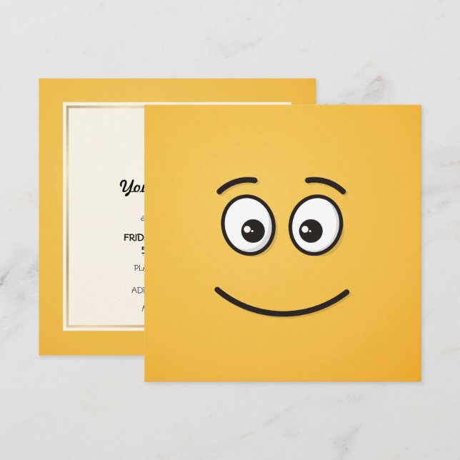 Invitation Visage souriant avec yeux ouverts (Devant / Derrière)