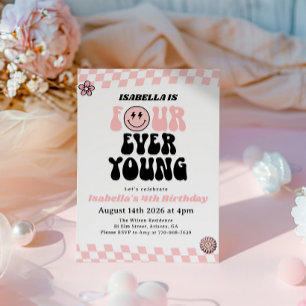 Invitation Visage Souriant Rose Deux Fille Cool 4ème Annivers