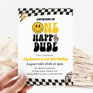 Invitation Visage Sourire Jaune Un Mec Heureux Garçon 1er Ann
