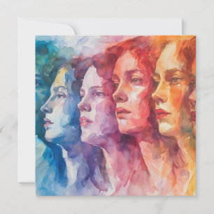 Invitation Visages des femmes - Peinture aquarelle