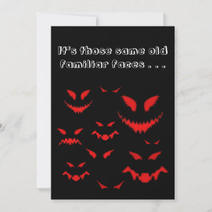 Invitation Visages rouges maléfiques sur Halloween Déplaisant