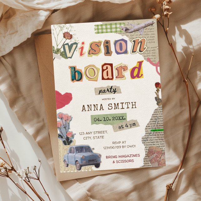 Invitation Vision Board Party Fille's Night (Vision Board Party Invitation Eat Drink Manifest Girl's Night New Years Resolutions)