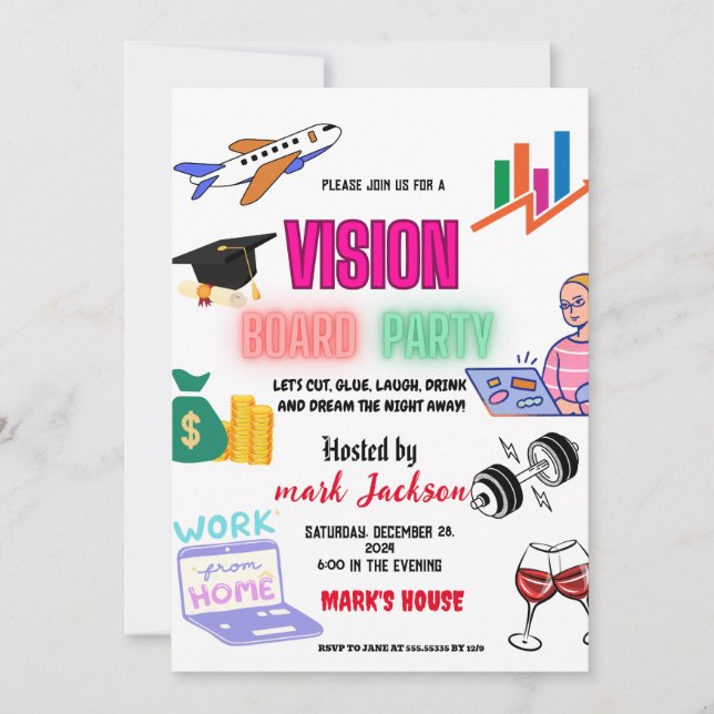 Invitation Vision Board Party Invitation, Dream vision (Devant)