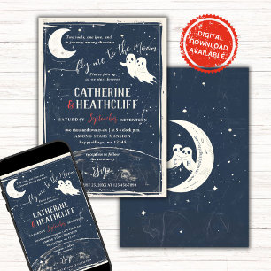 Invitation Vite-moi vers la lune Mariage des fantômes