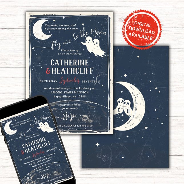 Invitation Vite-moi vers la lune Mariage des fantômes (Créateur téléchargé)