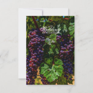 Invitation viticulture romantique violet raisins vigne mariag