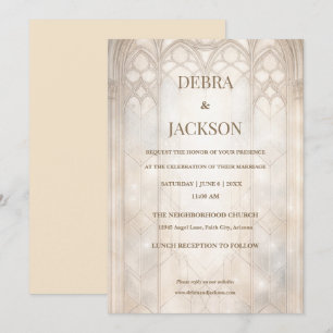 Invitation Vitraux Classiques Cathédrale - Or Champagne