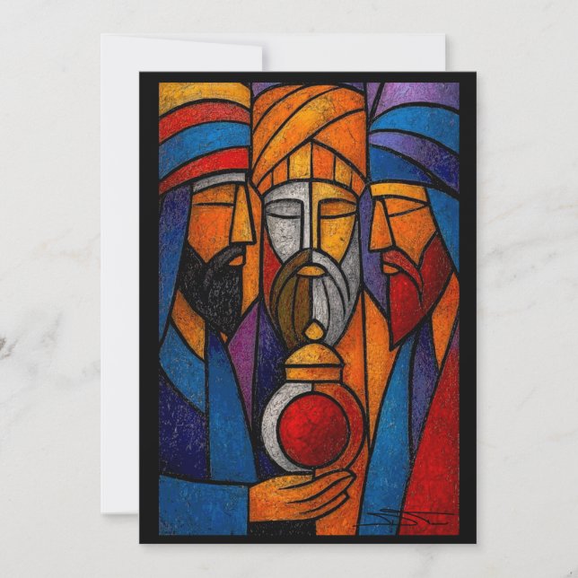 Invitation Vitraux Modernes Les Trois Sages Hommes (Devant)