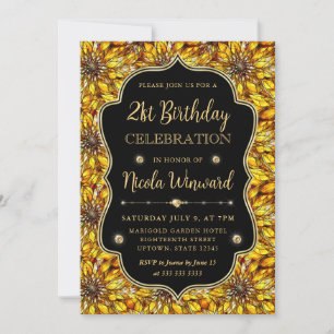 Invitation Vitraux Tournesols Jaunes 21e Anniversaire