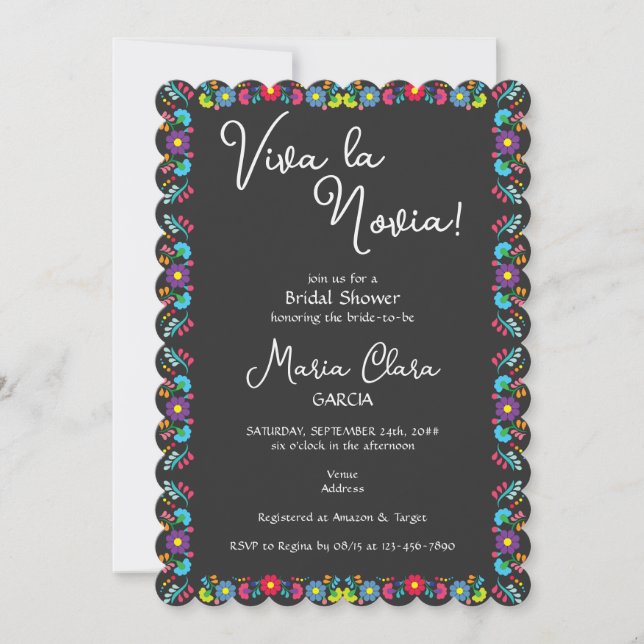 Invitation Viva la Novia Mexicaine Despedida Fête des mariées (Devant)