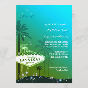 Invitation Viva Las Vegas Cyan Mariage bleu