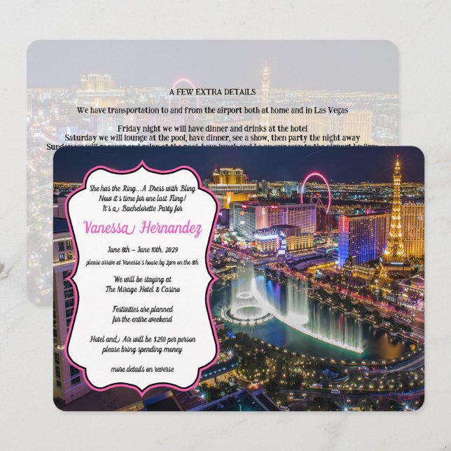 Invitation Viva Las Vegas Party (Devant / Derrière)