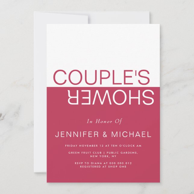 Invitation Viva magena couleur bloc couples wedding shower (Devant)