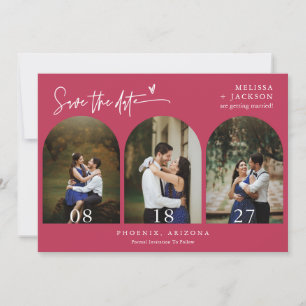 Invitation Viva Magenta Boho Arch Photo QR Code Enregistrer l