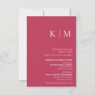 Invitation Viva Magenta et White-Monogram-Mariage-