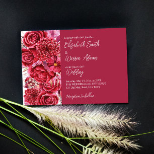 Invitation Viva magenta fleurs bourgognes rose mariage