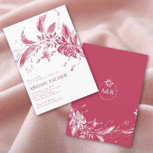 Invitation Viva magenta fleurs mariage douche nuptiale