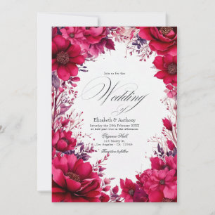 Invitation Viva Magenta Mariage floral romantique