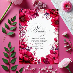 Invitation Viva Magenta Mariage floral romantique