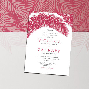 Invitation Viva Magenta Summer Palm Feuille Mariage