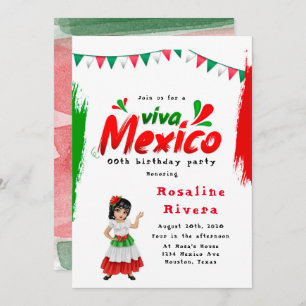 Invitation Viva Mexico Fille 00e fête d'anniversaire