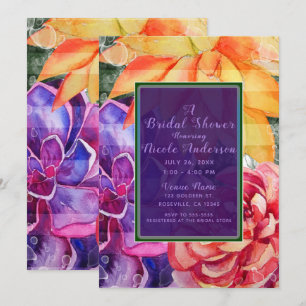 Invitation Vive et Colorée Fête de Mariage aux Plantes Grasse