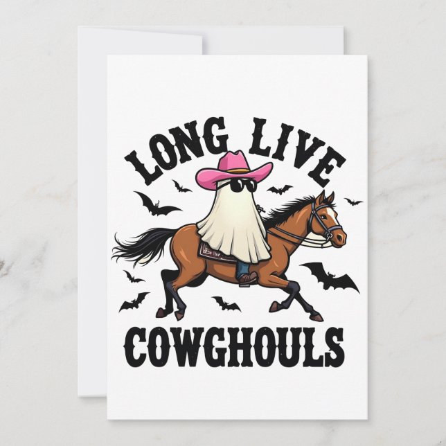 Invitation Vive Gouls Éffrayant Halloween Ghost Cowboy (Devant)