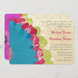 Invitation Vivid Coral Lime & Grape Gerber Mariage
