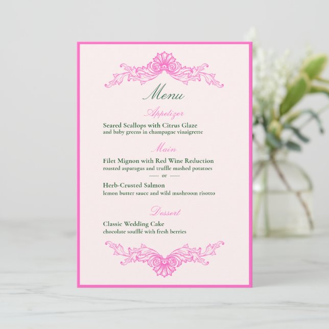 Invitation Vivid Pink Y2K Anime Gothic Cat Wedding Menu (Debout devant)