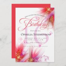 Vivid Scarlet Lilac Abstrait Floral Anniversaire